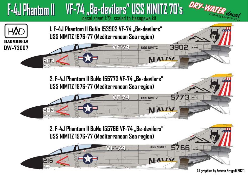 1/72 Decal F-4J Phantom II Be-delivers (dry-water)