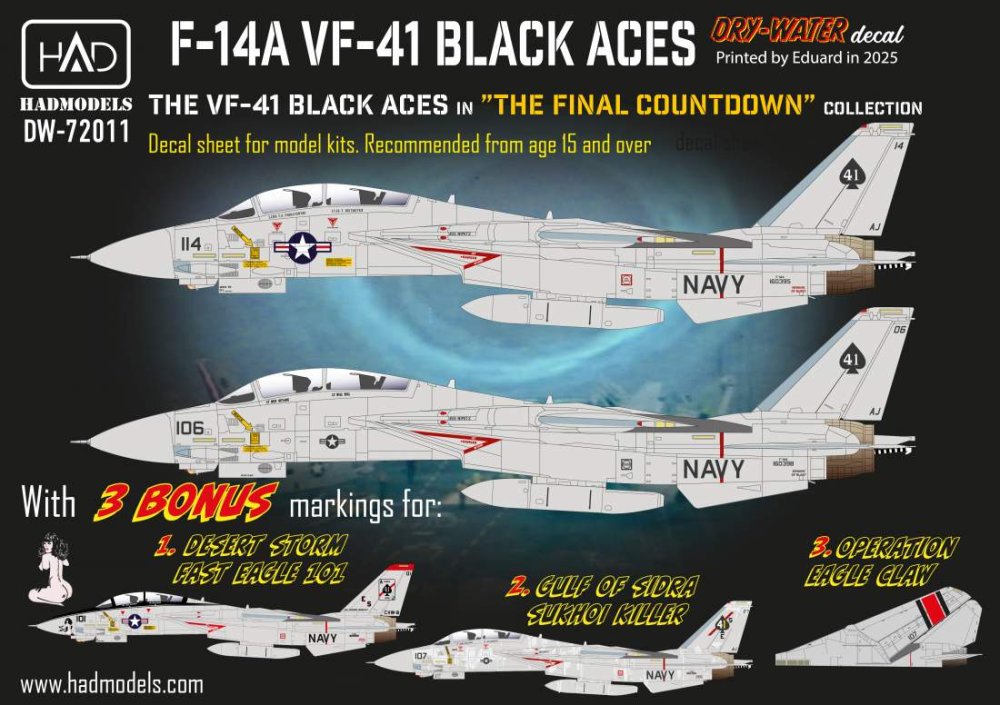 1/72 Decal F-14A Vf-41 Black Aces (dry-water)