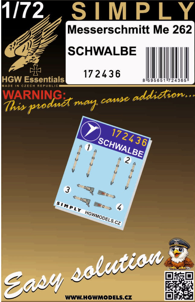 1/72 Seatbelts Me 262 Schwalbe (SIMPLY)