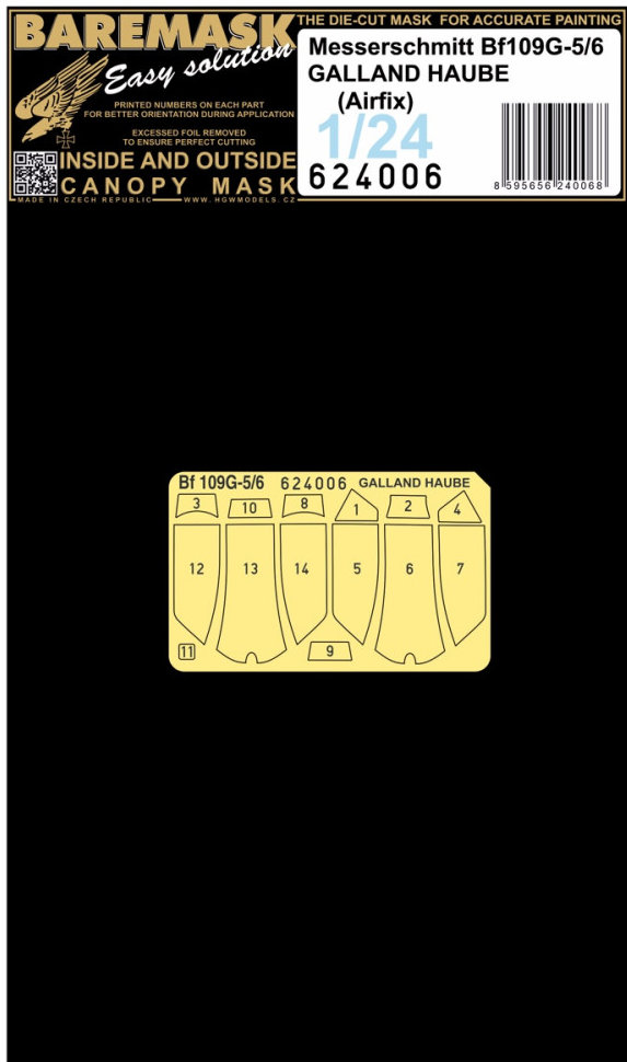 1/24 Mask Bf 109 G-5/6 Galland Haube (AIRFIX)