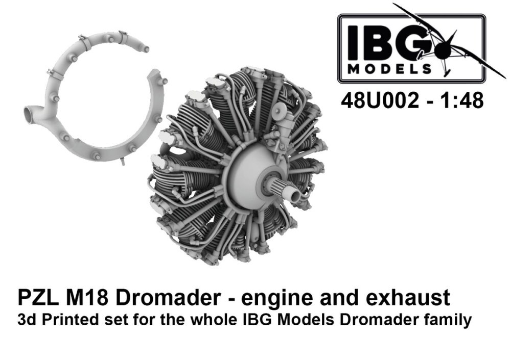 1/48 PZL M18 Dromader - Engine & Exhaust (IBG)