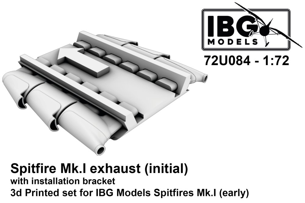 1/72 Spitfire Mk.I exhaust (init.) w/ inst.bracket