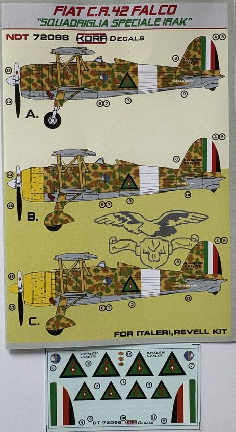 1/72 Decals Fiat CR 42 Falco Squadriglia Spec.Irak
