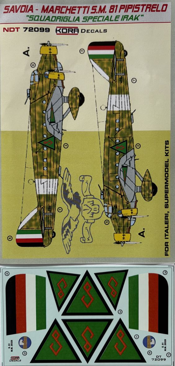 1/72 Decals SM 81 Pipistrelo Squadriglia Spec.Irak