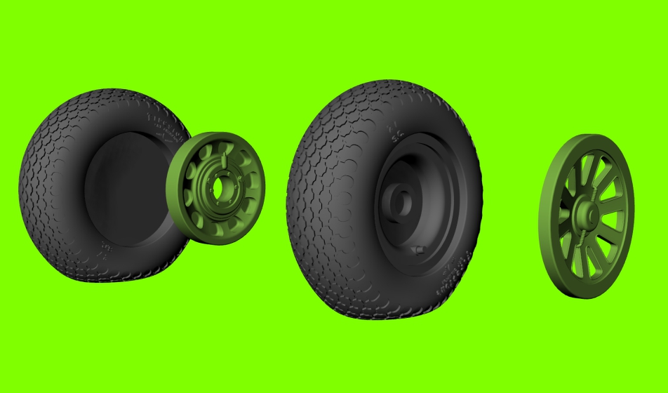 1/72 Mustang's weighted wheels - cross tread