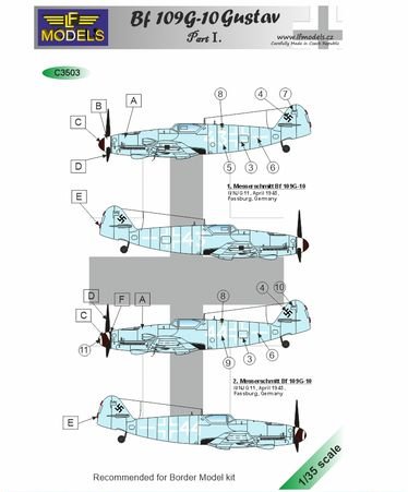 1/35 Decals Bf 109G-10 Gustav part I. (BORDER)