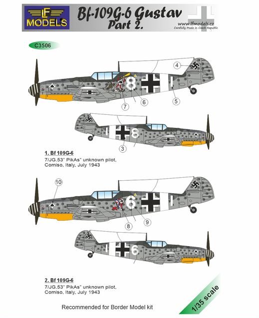 1/35 Decals Bf-109G-6 Gustav part II. (BORDER)