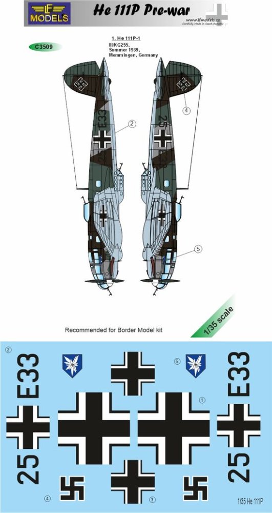 1/35 Decals Heinkel He 111P Pre-war (BORDER)