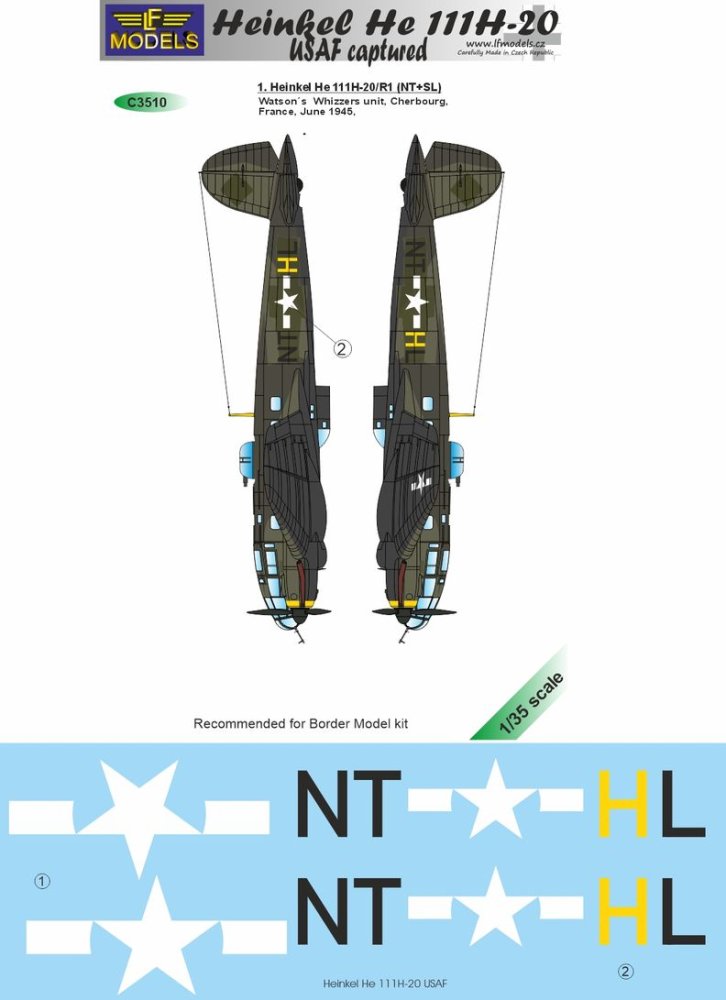 1/35 Decals He-111H-20 in USAF service (BORDER)