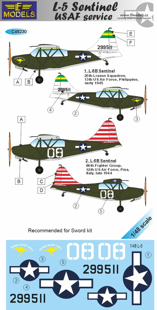 1/48 Decals L-5 Sentinel USAF service (SWORD)
