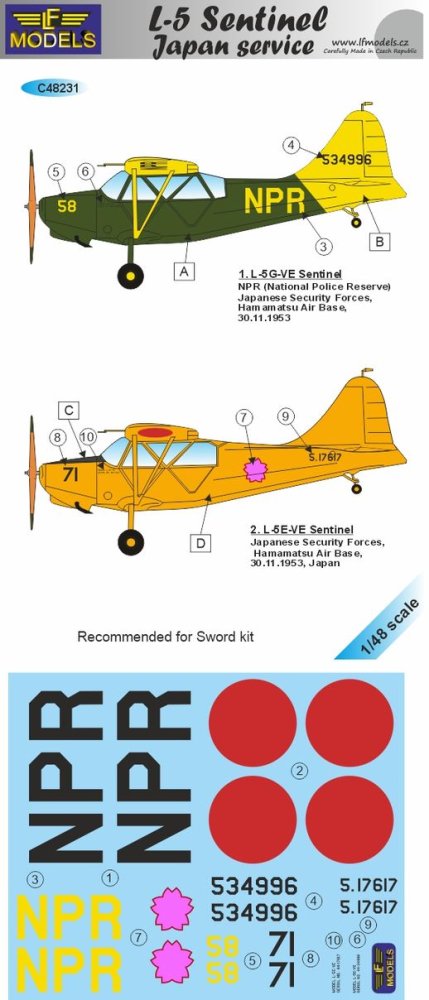 1/48 Decals L-5 Sentinel Japanese service (SWORD)