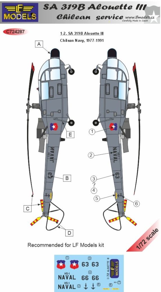1/72 Decals SA 319B Alouette III Chilean service