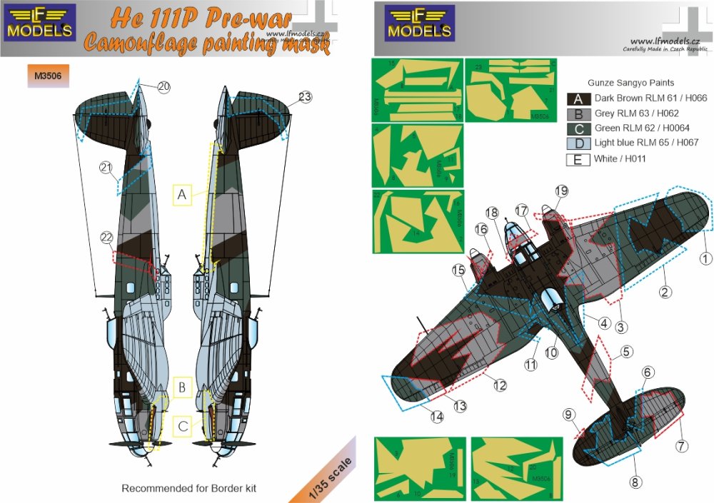 1/35 Mask Heinkel He 111P Pre-war Camoufl.(BORDER)