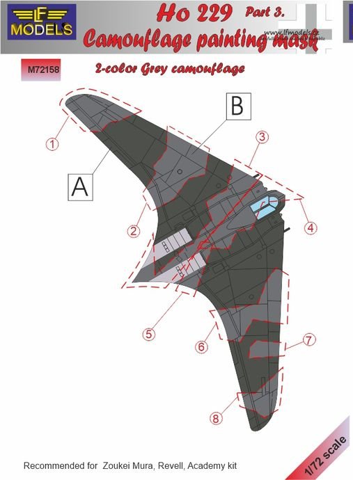 1/72 Mask Ho 229 2-color grey camouflage painting