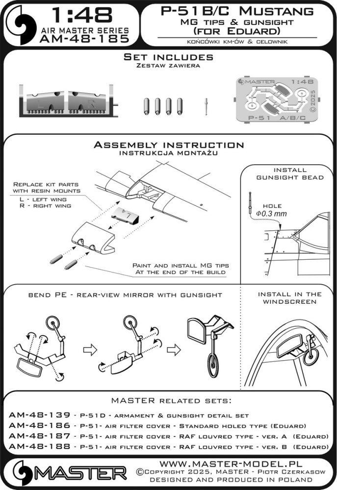 1/48 P-51B Mustang armament&gunsight (EDU)