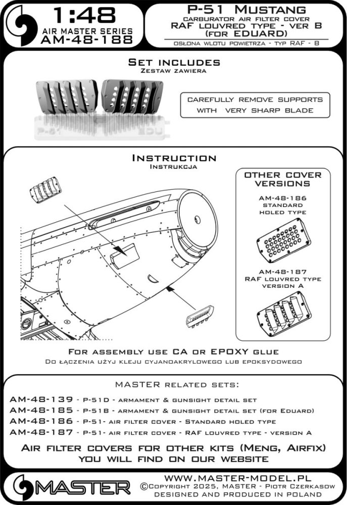 1/48 P-51 Mustang carbur.air filter cover RAF 2