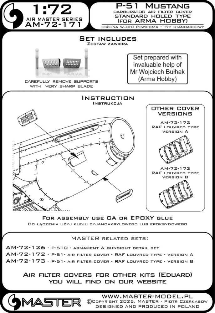 1/72 P-51 Mustang carb.air filter cover std.(ARMA)