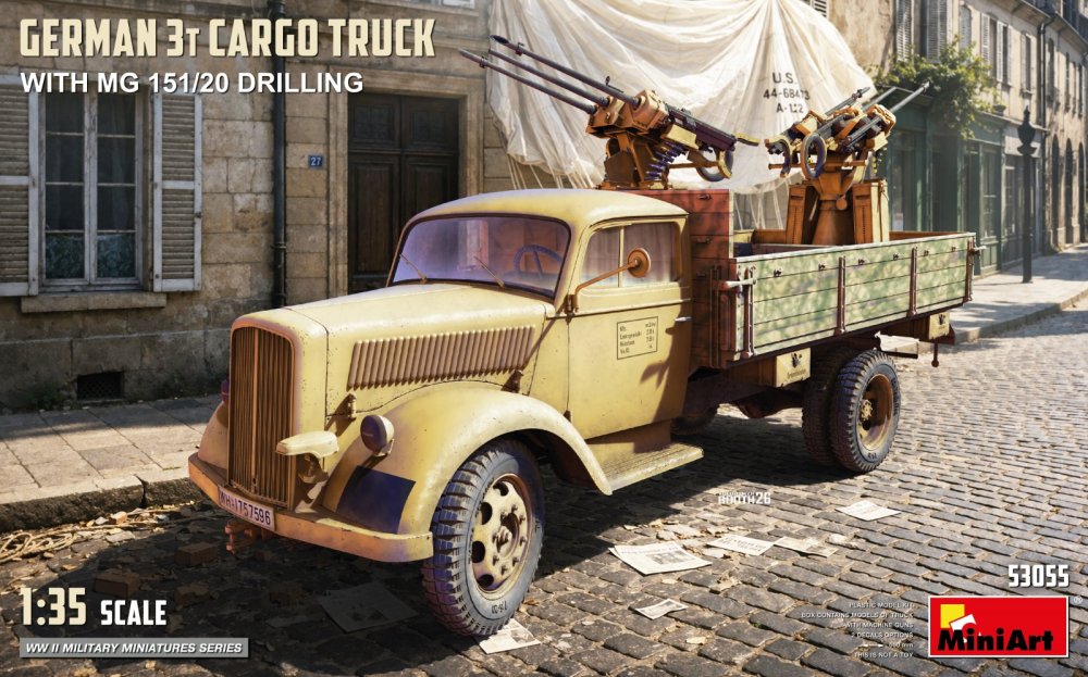1:35 German 3t Cargo Truck with MG 151/20 Drilling
