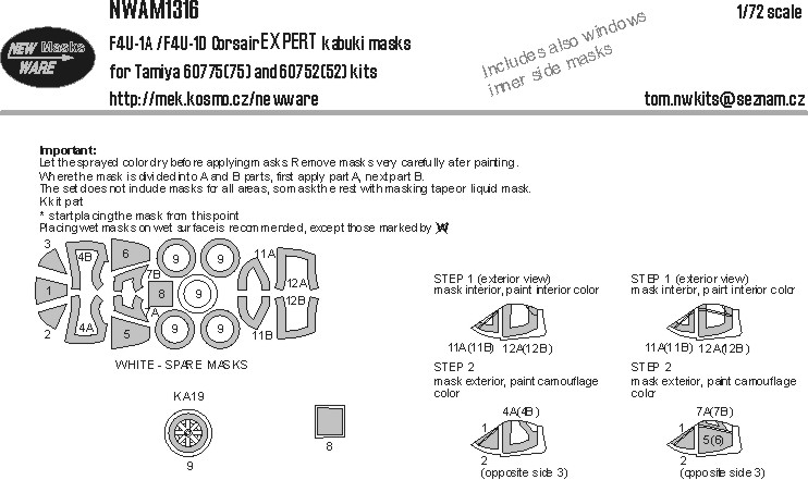 1/72 Mask F4U-1A/F4U-1D Corsair EXPERT (TAM)