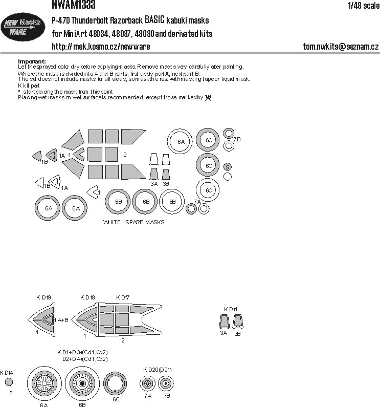 1/48 Mask P-47D Thunderbolt Razorback BASIC