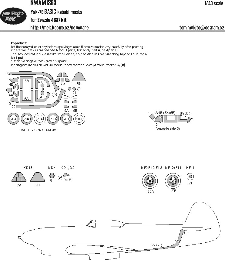 1/48 Mask Yak-7B BASIC (ZVE 4837)