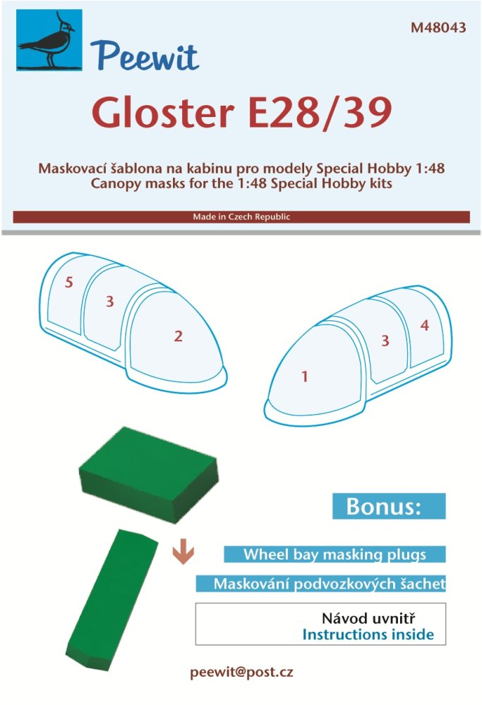 1/48 Canopy mask Gloster E28/39 (SP.HOBBY)