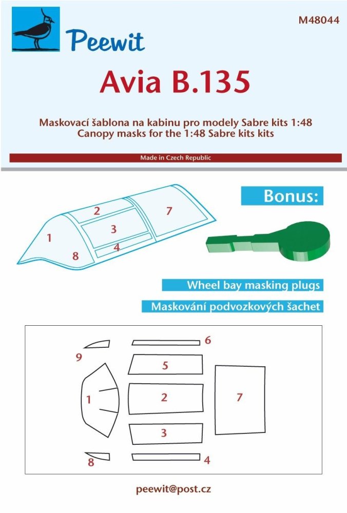 1/48 Canopy mask Avia B.135 (SABRE K.)
