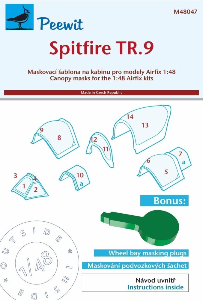 1/48 Canopy mask Spitfire TR.9 (AIRFIX)