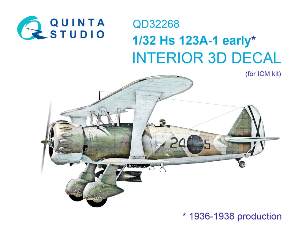 1/32 Hs 123A-1 early 3D-Print&col.Interior (ICM)