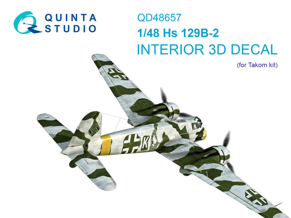 1/48 Hs 129B-2 3D-Print&col.Interior (TAKOM)
