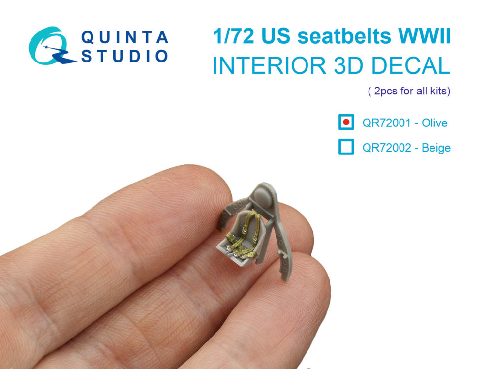 1/72 WWII US Seatbelts, Olive color (for 2 seats)