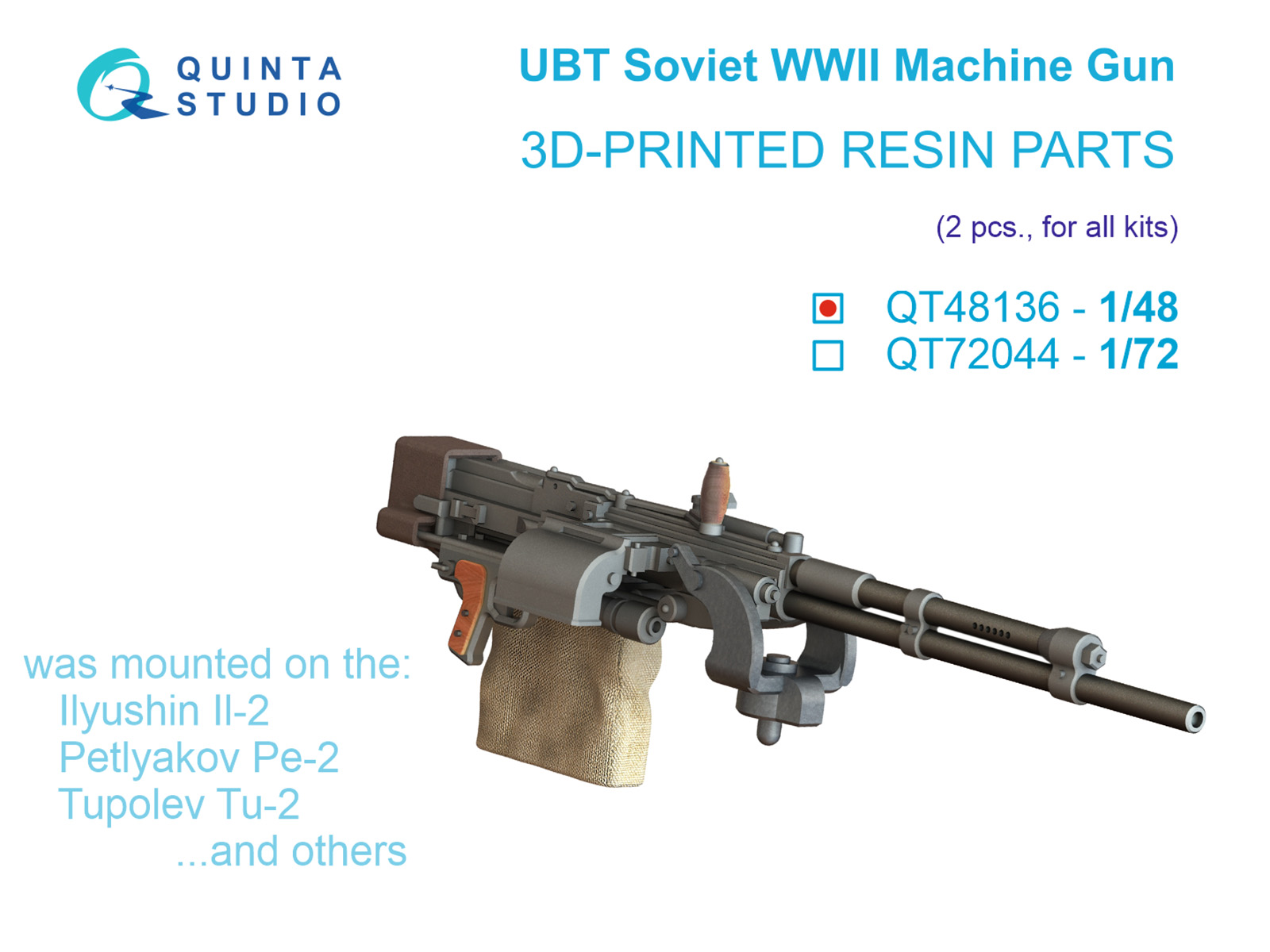 1/48 UBT Machine Gun (Soviet, WWII), 2 pcs.