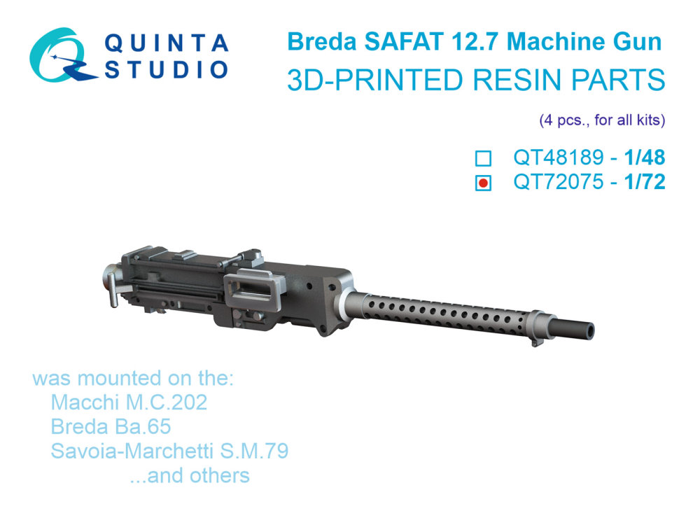 1/72 Breda SAFAT 12.7, WWII Italian MG (4 pcs.)