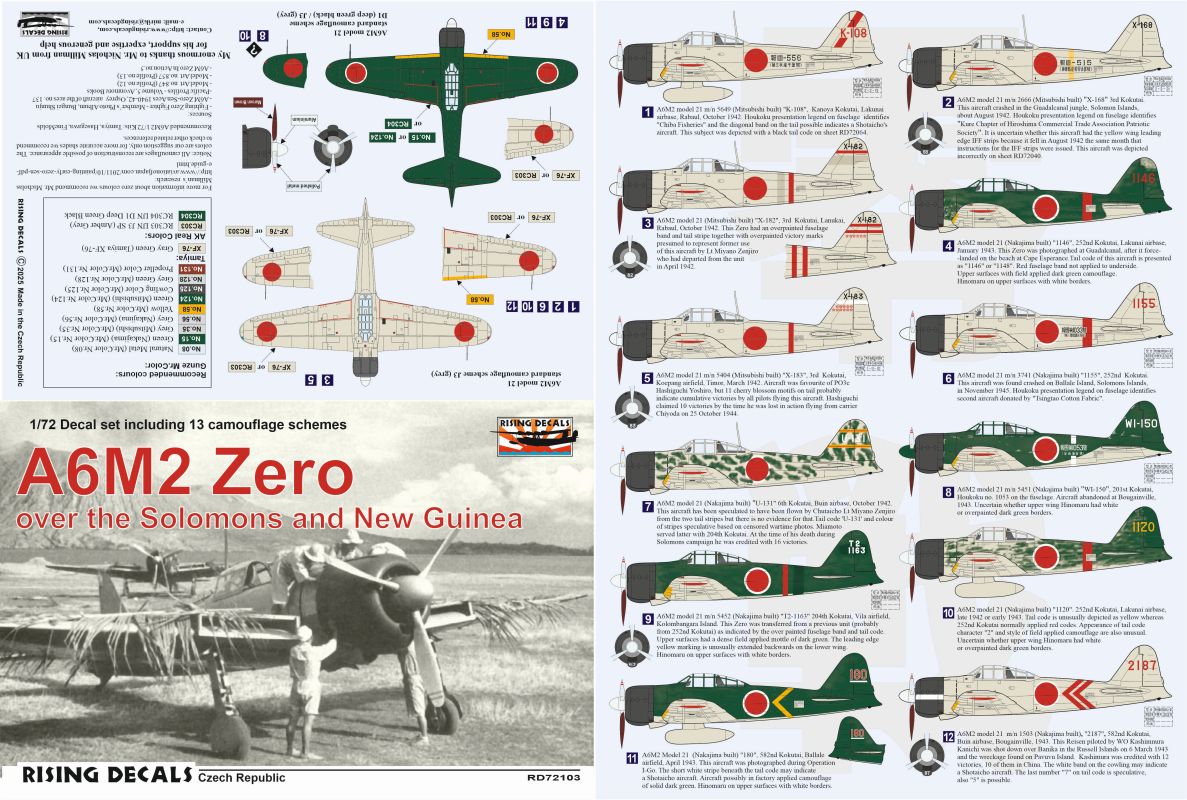 1/72 Decal A6M2 Zero over Solomons and New Guinea