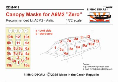 1/72 Canopy mask for A6M2 'Zero' (AIRFIX)