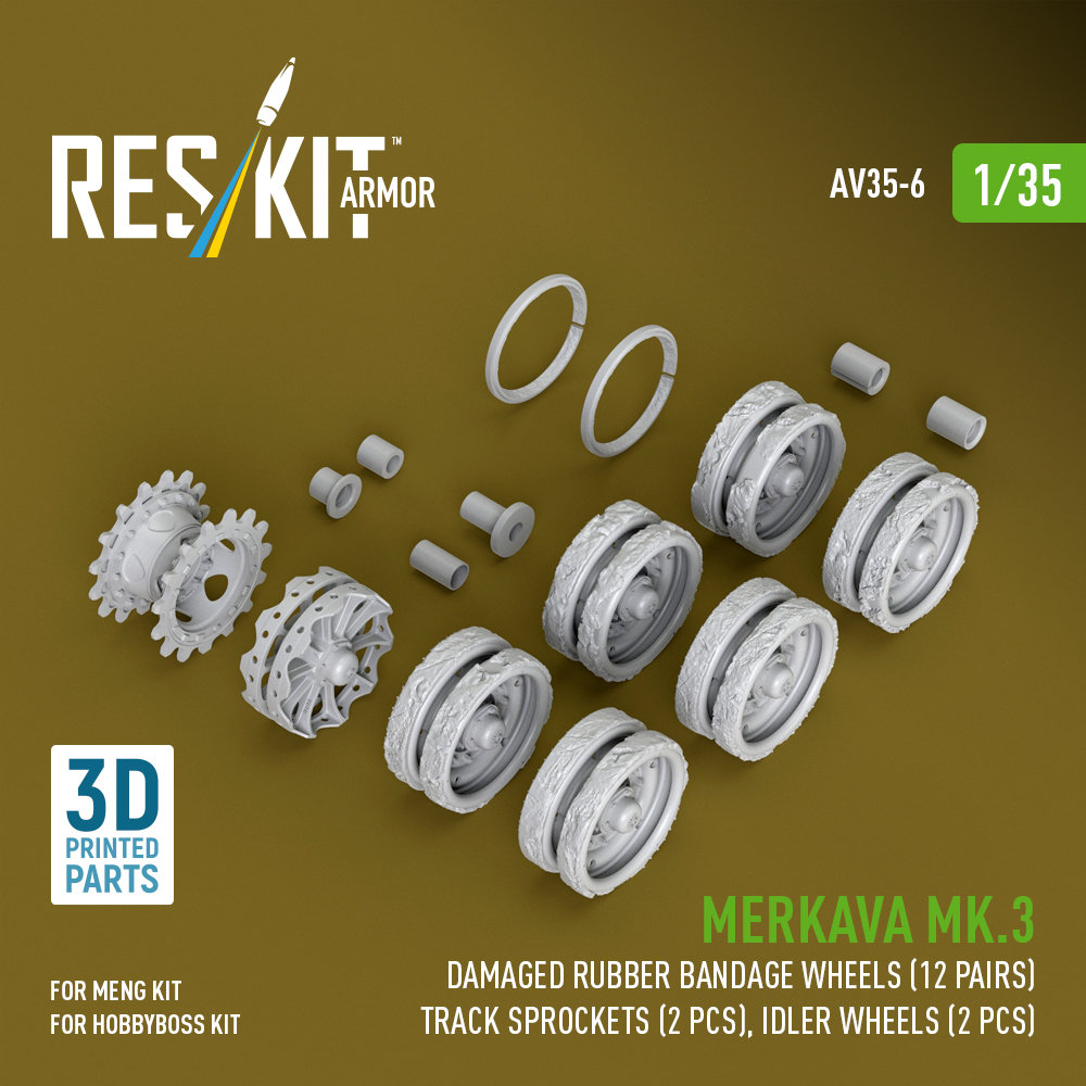 1/35 Merkava Mk.3 damaged wheels set (MENG/HOBBYB)