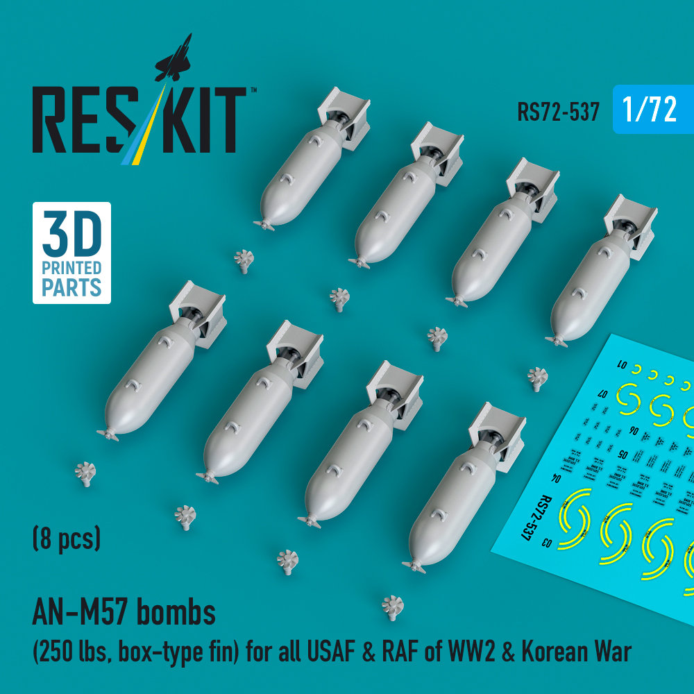 1/72 AN-M57 bombs 250 lbs., box-type fin (8 pcs.)