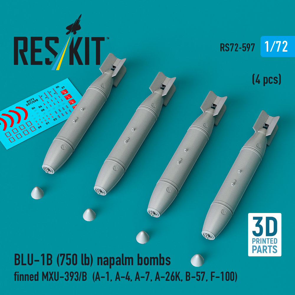 1/72 BLU-1B (750 lbs) napalm bombs MXU-393/B (4x)