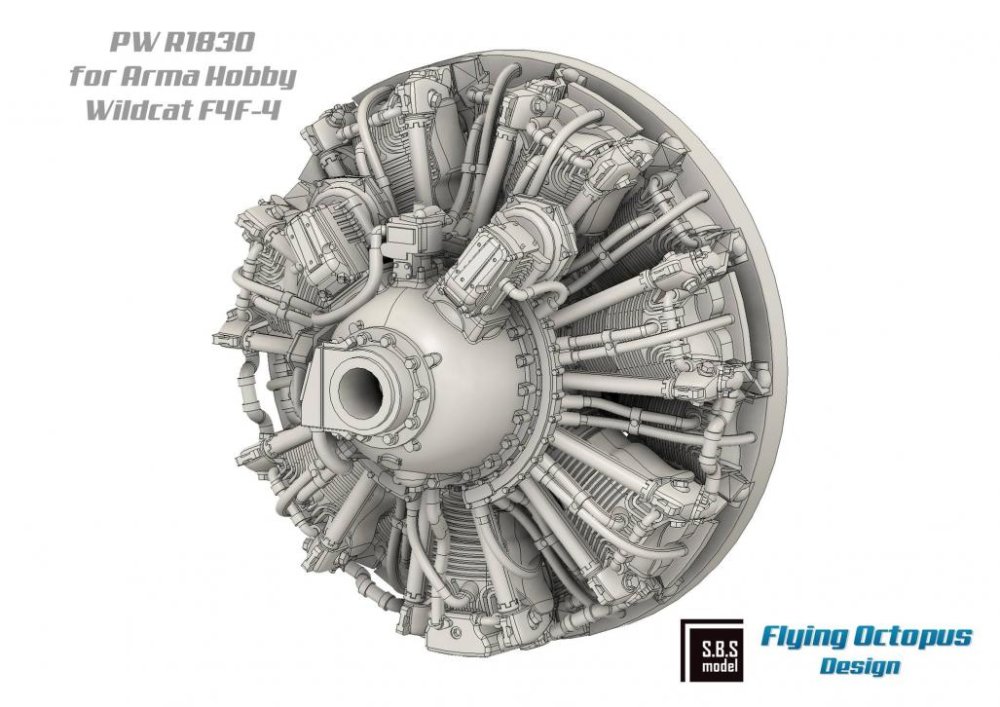 1/72 F4F-4 Wildcat Engine & Exhaust set (ARMA H.)