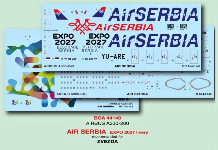 1/144 Decals A330-243 Air Serbia EXPO 2027 livery