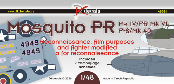 1/48 Mosquito PR Mk.IV/FR Mk.VI/PR Mk.40 (7x camo)