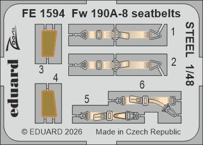1/48 Fw 190A-8 seatbelts STEEL (HOBBYB)