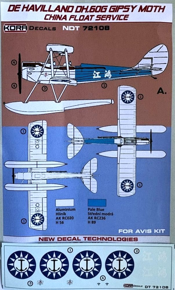 1/72 Decals DH.60G Gipsy Moth China Float Service