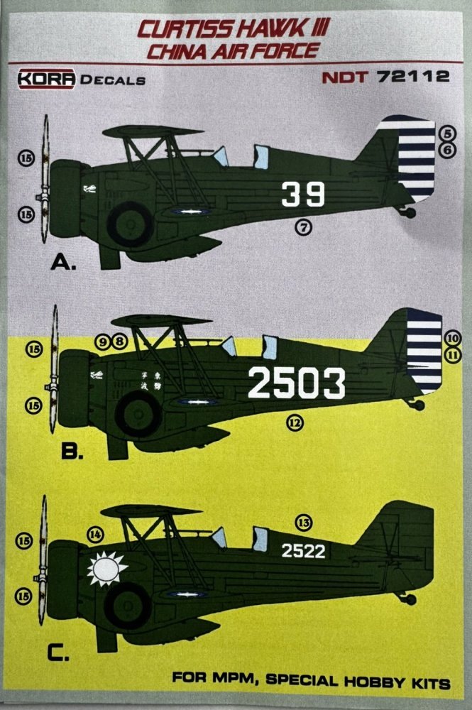 1/72 Decals Curtiss Hawk III China Air Force