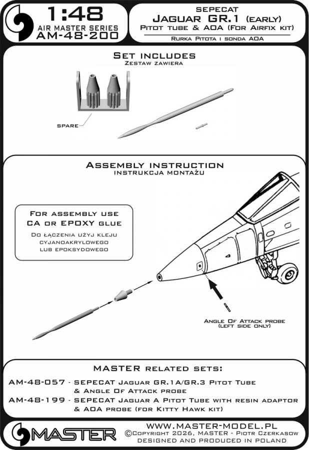 1/48 SEPECAT Jaguar GR.1 Pitot tube w/ adaptor&AOA