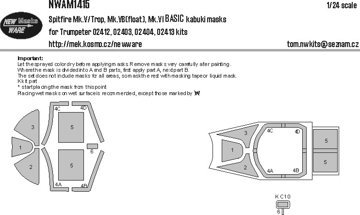 1/24 Mask Spitfire Mk.V/Trop, Mk.VB BASIC (TRUMP)