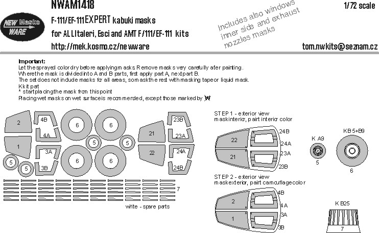 1/72 Mask F-111/EF-111 EXPERT (ITAL/ESCI/AMT)