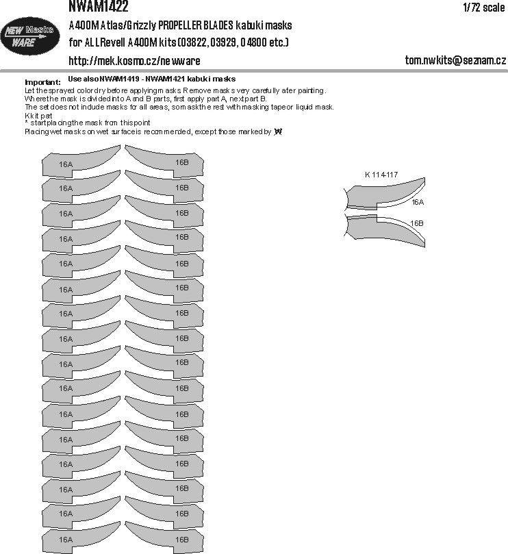 1/72 Mask A400M Atlas/Grizzly PROPELL.BLADES (REV)