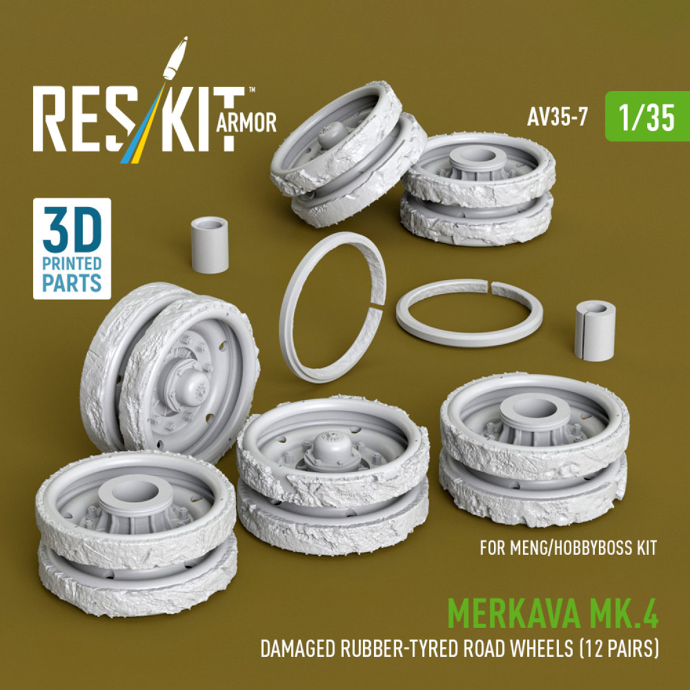 1/35 Merkava Mk.4 damaged rubber wheels (MENG/HBB)