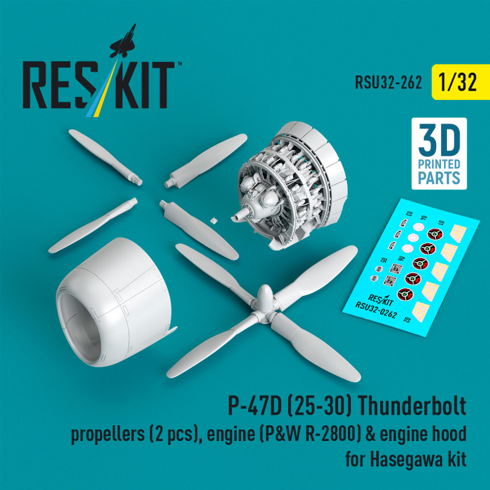 1/32 P-47D (25-30) propellers,engine&closed cowl.
